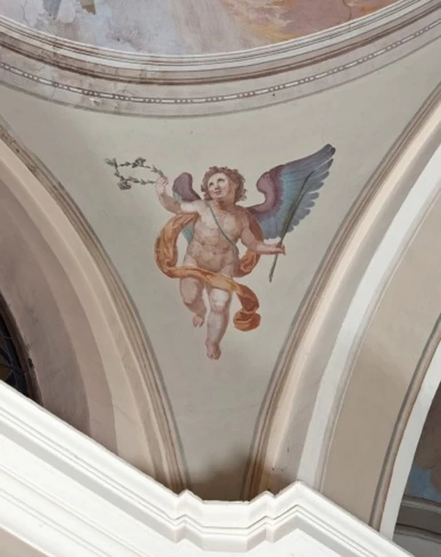 Angioletto con corona di gigli e palma